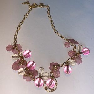 Trifari vintage pink floral necklace